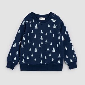 Miles the Label Navy and white Tree Holiday print Winter Sweatshirt size 4  NWT